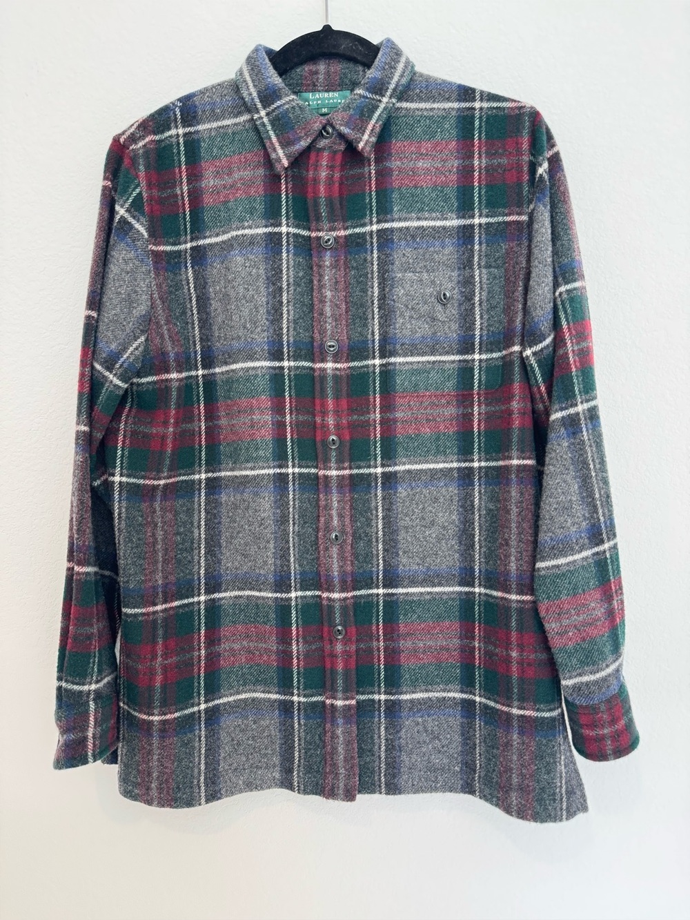 Lauren Ralph Lauren Vintage 100% Lambswool Womans Plaid Flannel Shacket